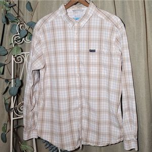 Columbia Tan Plaid Men's Long Sleeve Button Up